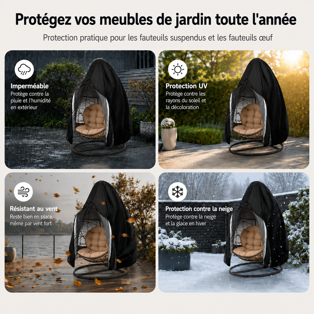 Housse imperméable pour fauteuil œuf