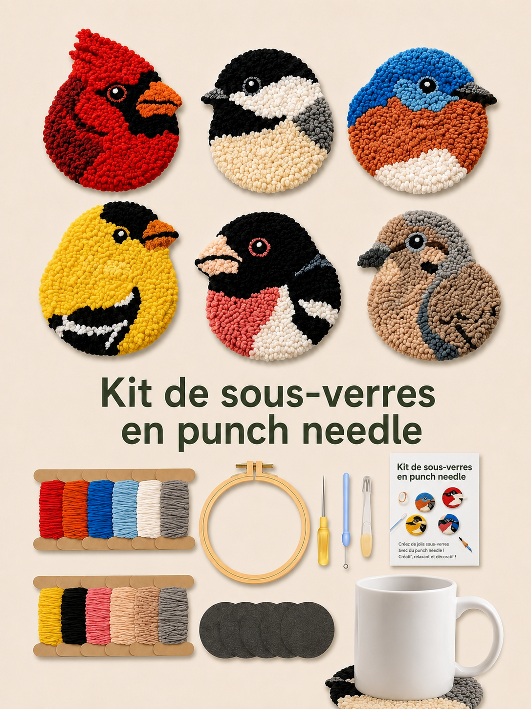 Kit de Broderie DIY pour Dessous de Verreet