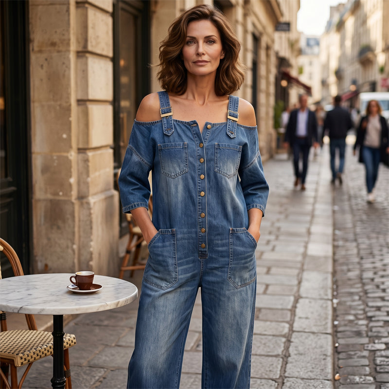 Combinaison à jambes larges avec poches