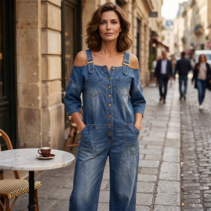 Combinaison à jambes larges avec poches