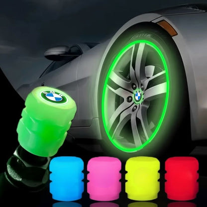 Bouchons de valve phosphorescents avec logo de voiture (Ajustement universel)