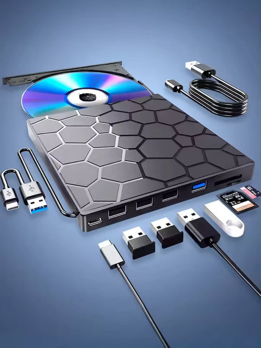 Lecteur CD/DVD externe 8-en-1 – lire, graver et stocker films, musique et photos