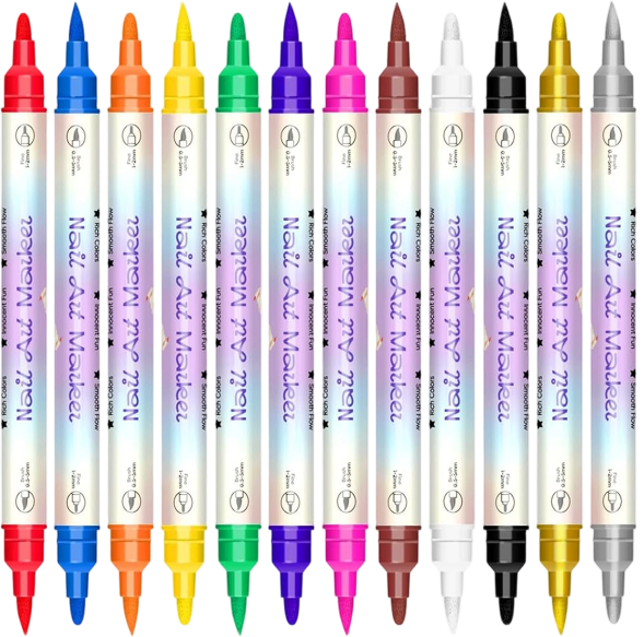 Ensemble de Stylos Double Embout pour Nail Art