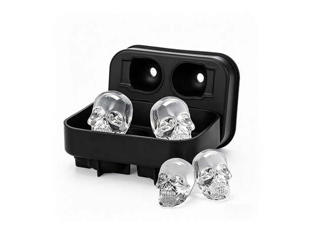Moule à glaçons en silicone avec 4 têtes de mort