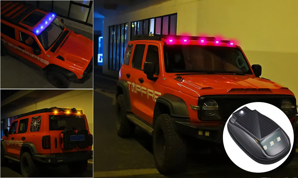 Éclairage RGB pour toits de voiture à énergie solaire