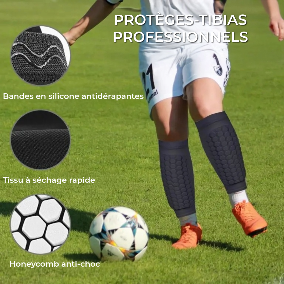 ProShield - Protège-tibias de football - Manchon de compression avec protection en nid d'abeille pour un jeu plus sûr et plus fluide