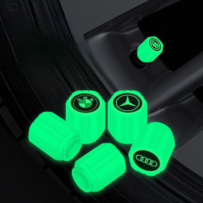 Bouchons de valve phosphorescents avec logo de voiture (Ajustement universel)
