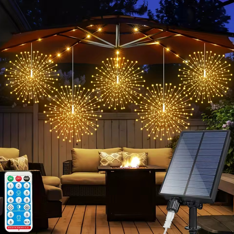 Lueur de feu d’artifice solaire – Boules lumineuses magiques à énergie solaire pour terrasse et jardin