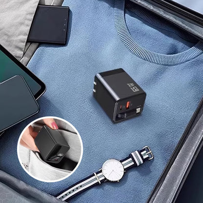 65W chargeur rapide 3-en-1 rétractable
