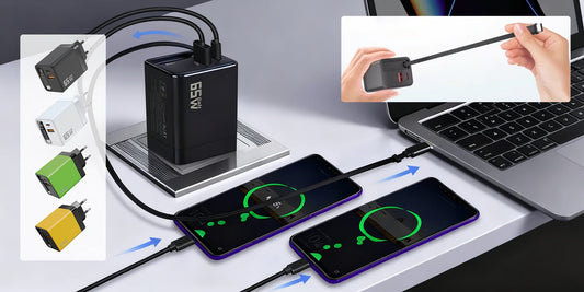 65W chargeur rapide 3-en-1 rétractable
