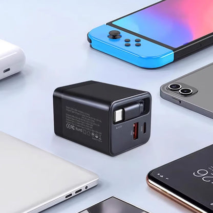 65W chargeur rapide 3-en-1 rétractable