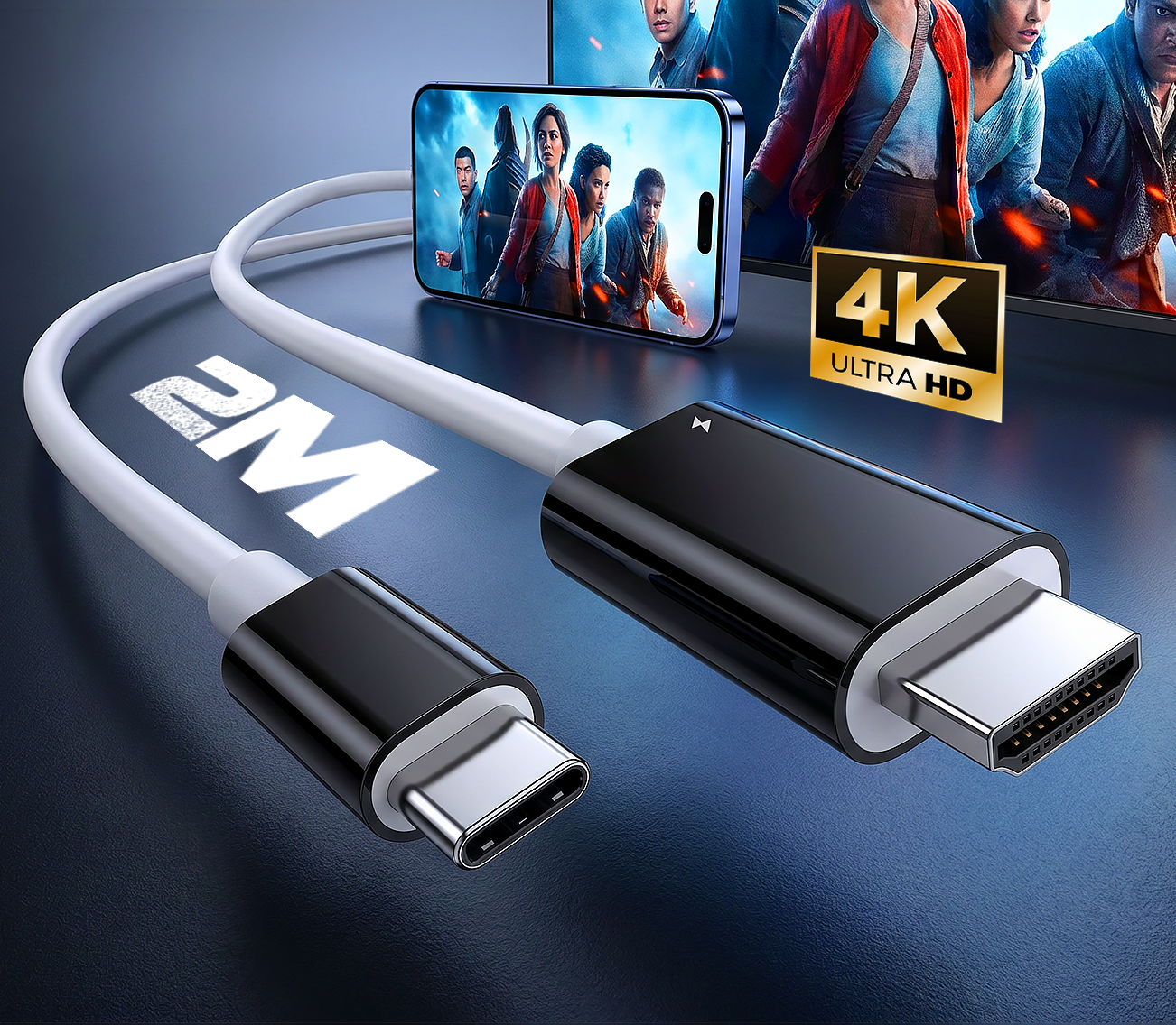 Câble adaptateur USB-C vers HDMI – Diffusez, jouez et rechargez en même temps – Pour Switch, mobile et tablette