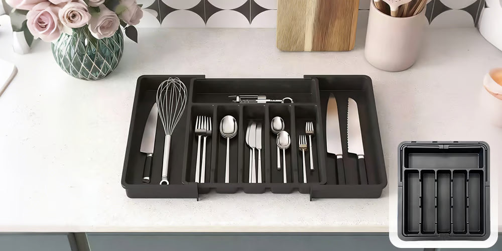 Support à couverts extensible et ajustable pour la cuisine