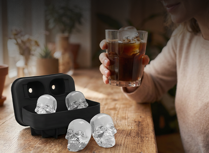 Moule à glaçons en silicone avec 4 têtes de mort