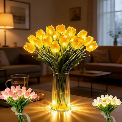 Lampe tulipes LED romantique – Tulipes LED à piles combinant décoration florale et éclairage d’ambiance doux