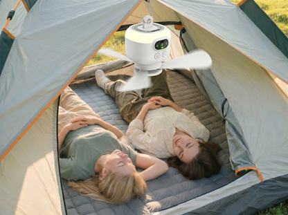 Ventilateur de camping portable avec éclairage LED et télécommande