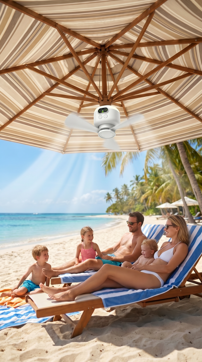 Ventilateur de camping portable avec éclairage LED et télécommande