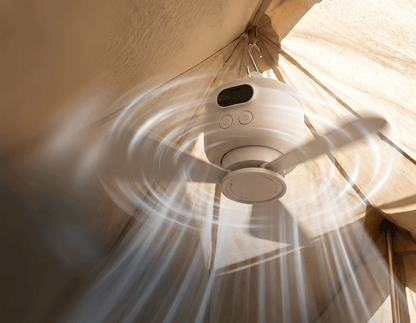 Ventilateur de camping portable avec éclairage LED et télécommande