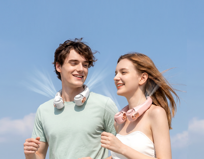 Ventilateur de cou portable - Refroidissement immédiat en 3 sec, tête pivotante à 360°, 3 vitesses