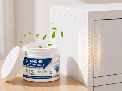 Pâte de réparation pour meubles blancs