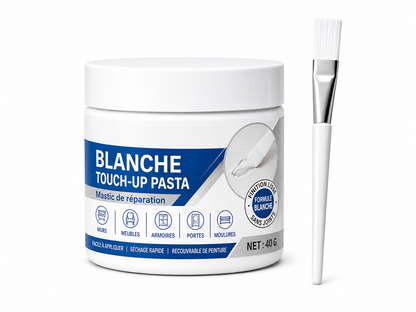 Pâte de réparation pour meubles blancs