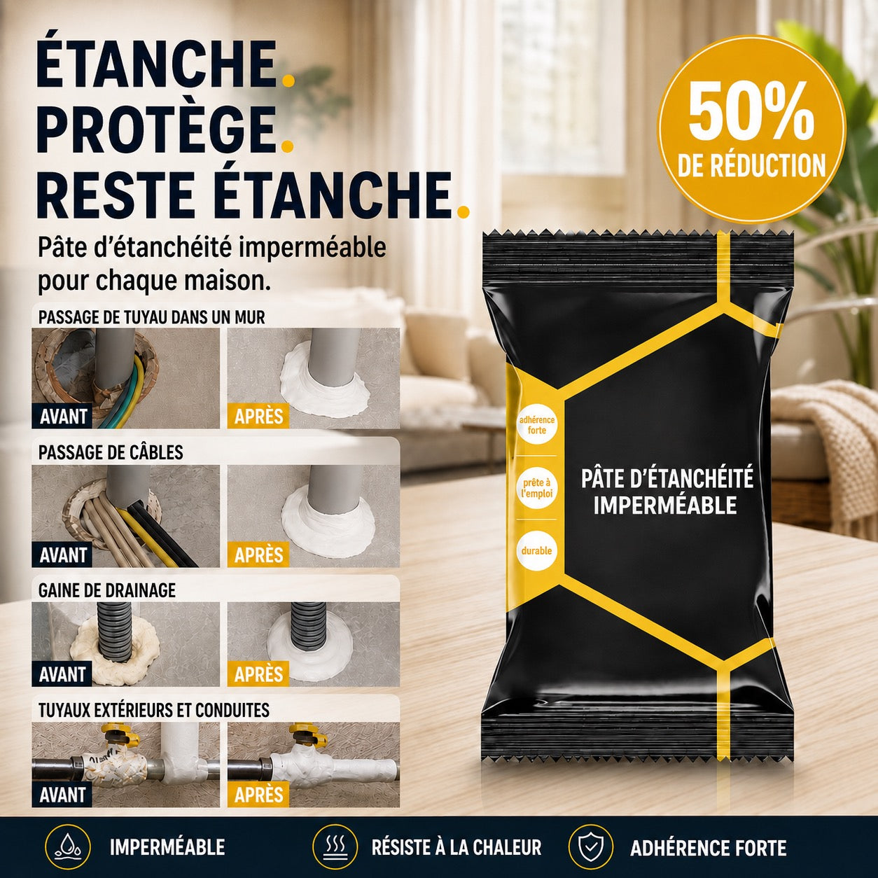 Mastic étanche – Flexible, résistant aux intempéries et facile à appliquer