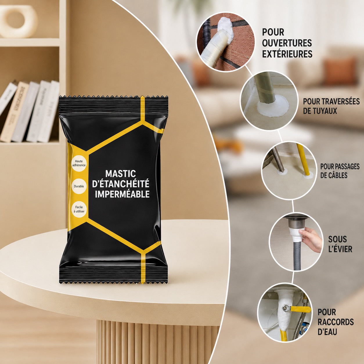 Mastic étanche – Flexible, résistant aux intempéries et facile à appliquer