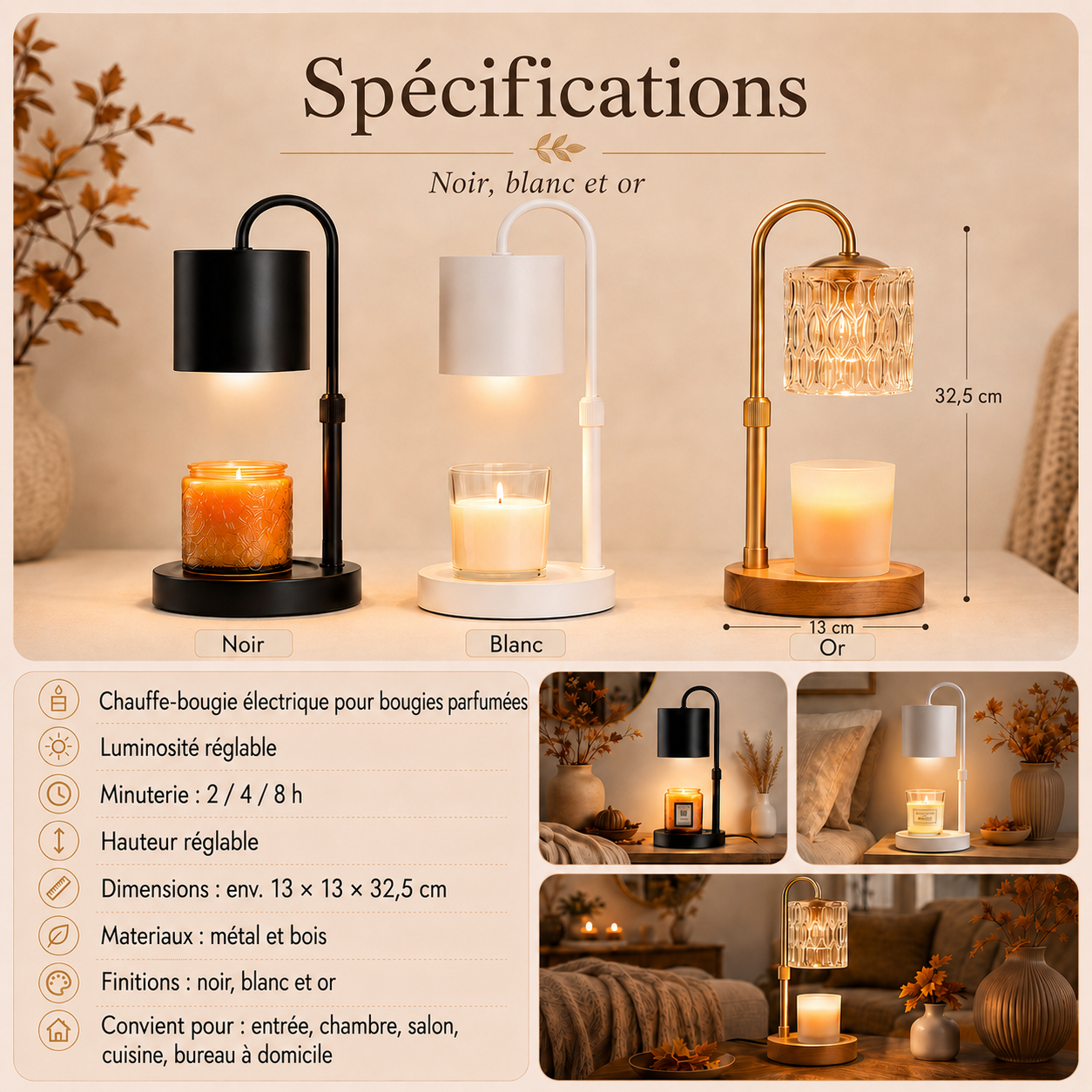 Lampe chauffe-bougie – parfum et ambiance sans flamme ouverte
