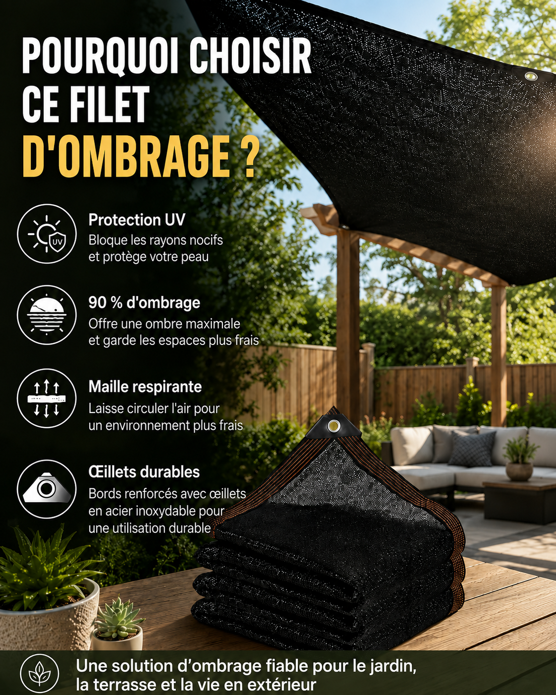 Filet solaire et brise-vue