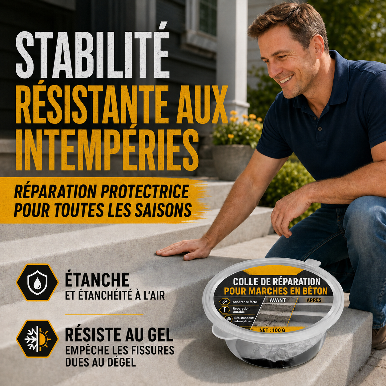 Colle pour béton pour réparation d’escaliers – Parfaite pour les escaliers, les allées et les terrasses