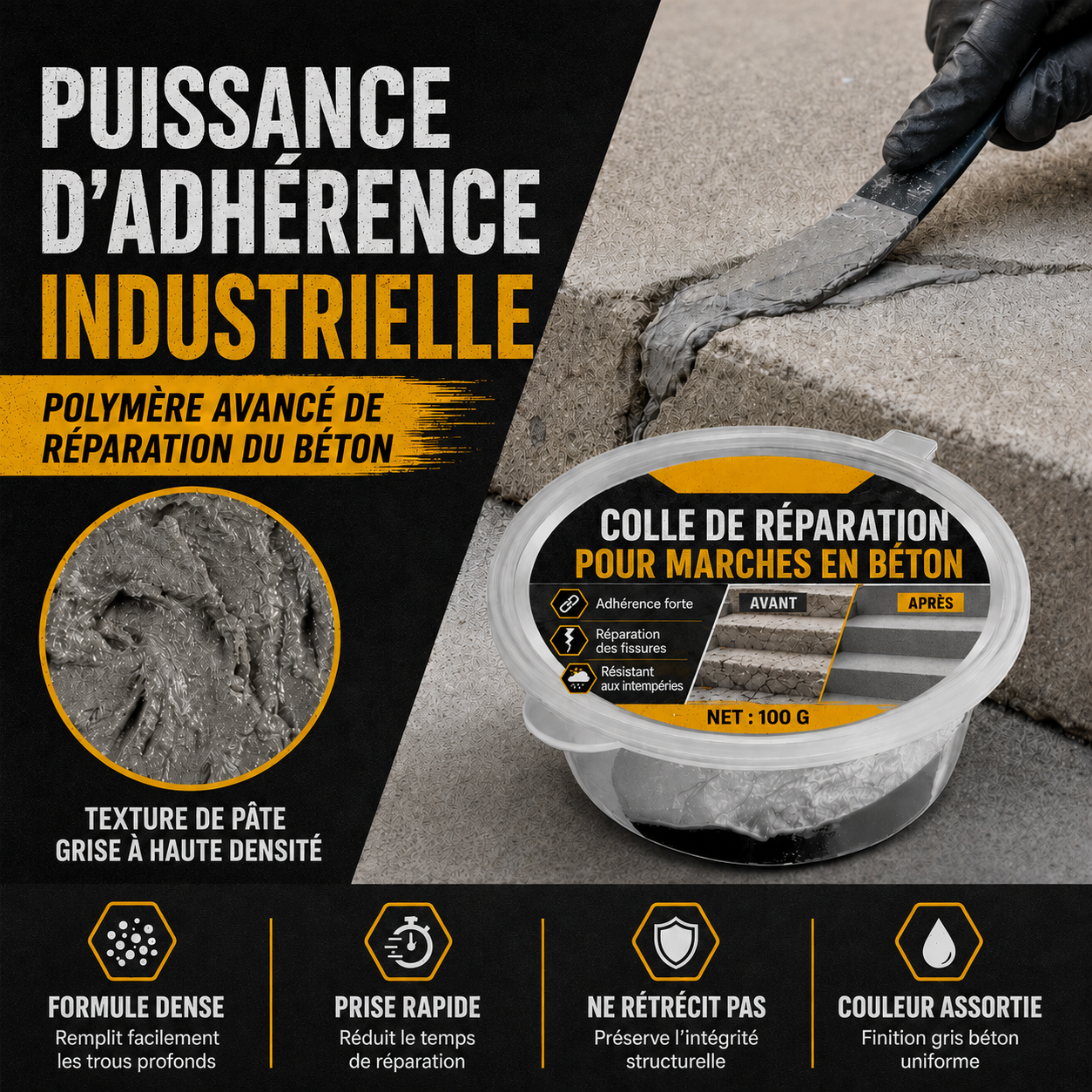 Colle pour béton pour réparation d’escaliers – Parfaite pour les escaliers, les allées et les terrasses