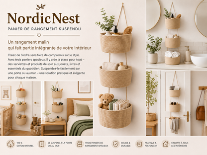 NordicNest – Panier de rangement suspendu