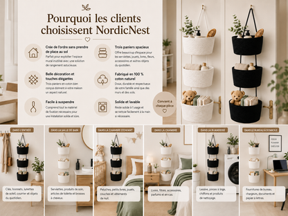NordicNest – Panier de rangement suspendu