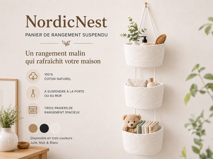 NordicNest – Panier de rangement suspendu