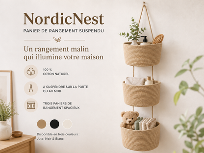 NordicNest – Panier de rangement suspendu
