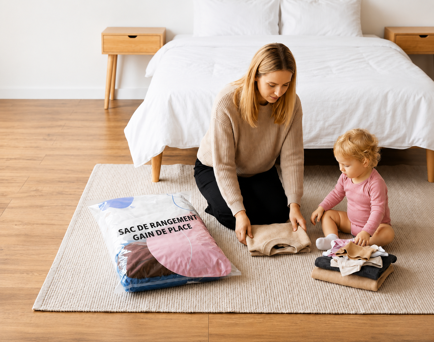 Sacs de rangement sous vide 3D sans pompe