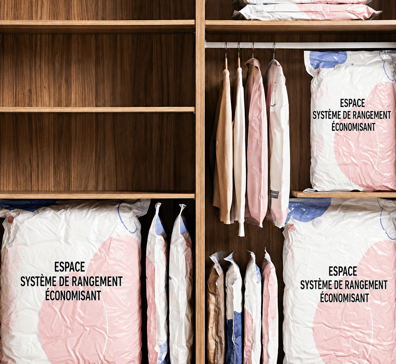 Sacs de rangement sous vide 3D sans pompe