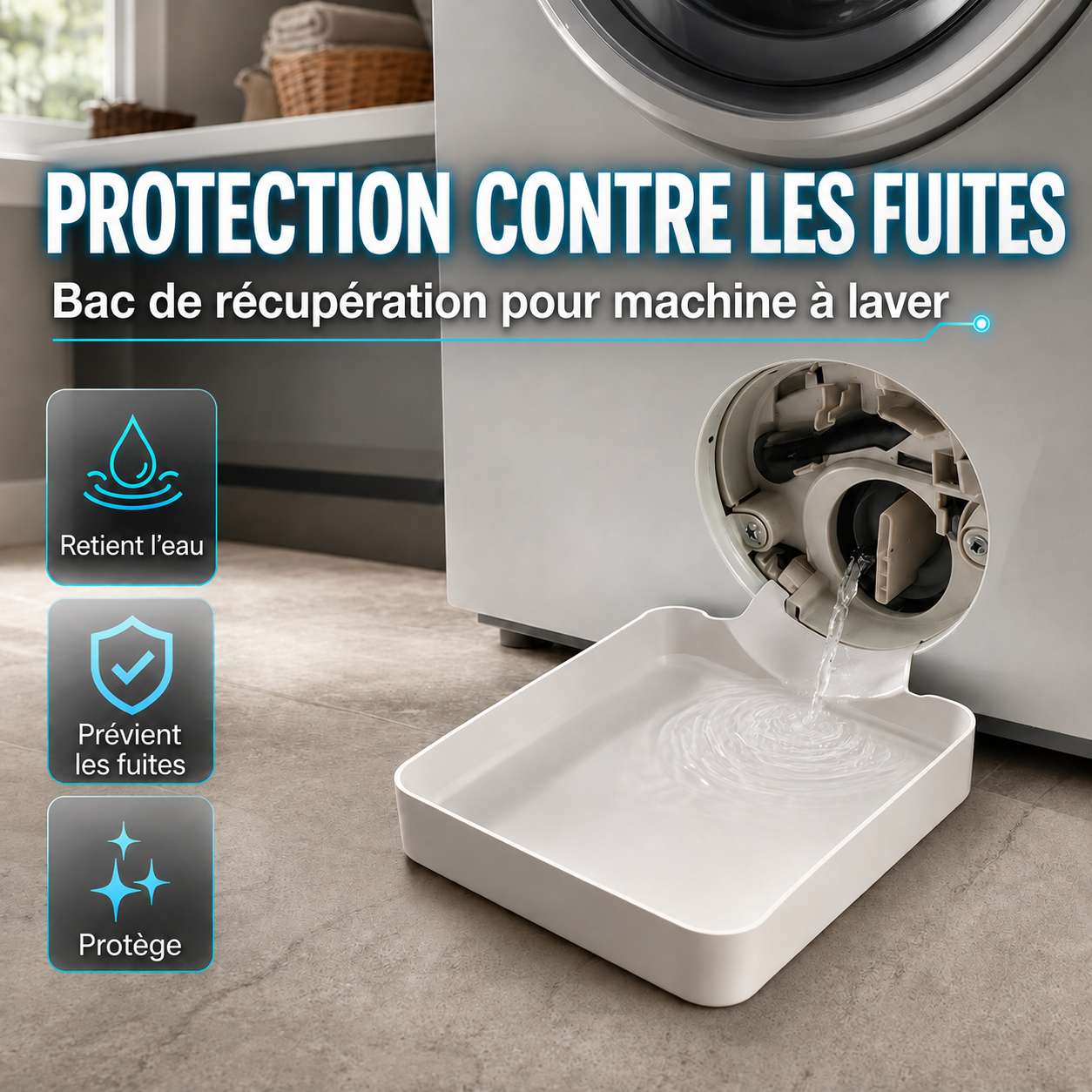 Bac de récupération pour machine à laver