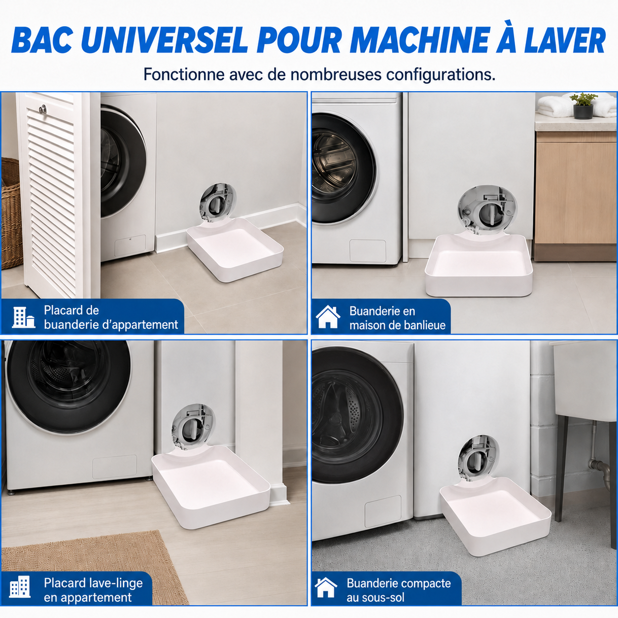 Bac de récupération pour machine à laver