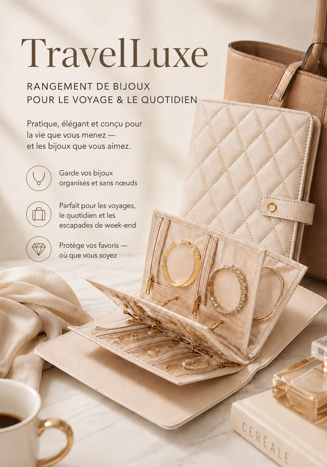 TravelLuxe – Boîte de rangement pour bijoux au quotidien et en voyage