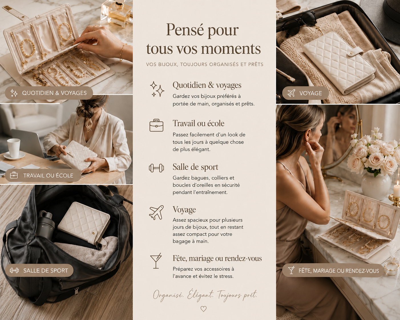 TravelLuxe – Boîte de rangement pour bijoux au quotidien et en voyage
