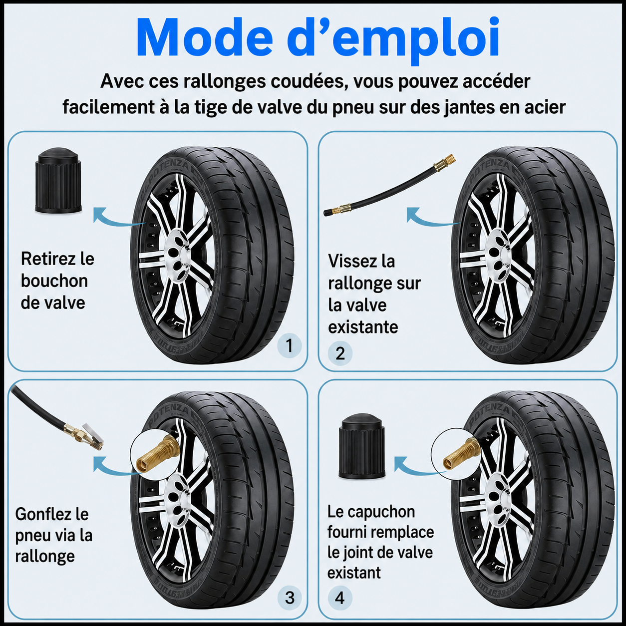 Rallonge de valve universelle