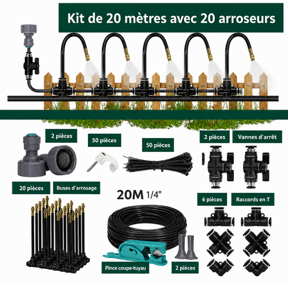 Installation d'irrigation : Kit avec tuyau et vannes