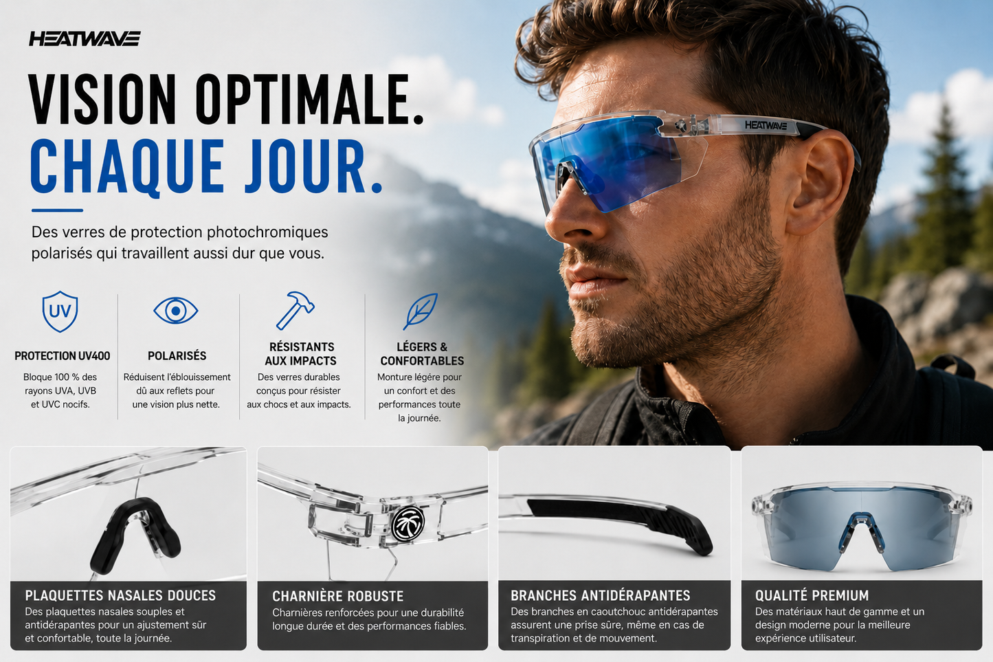 Lunettes de soleil à verres adaptatifs
