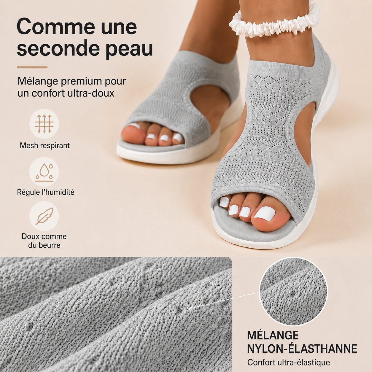 Sandales plates confortables et respirantes