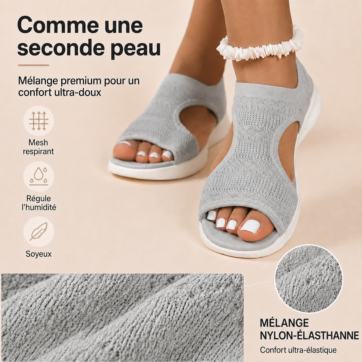 Sandales plates confortables et respirantes