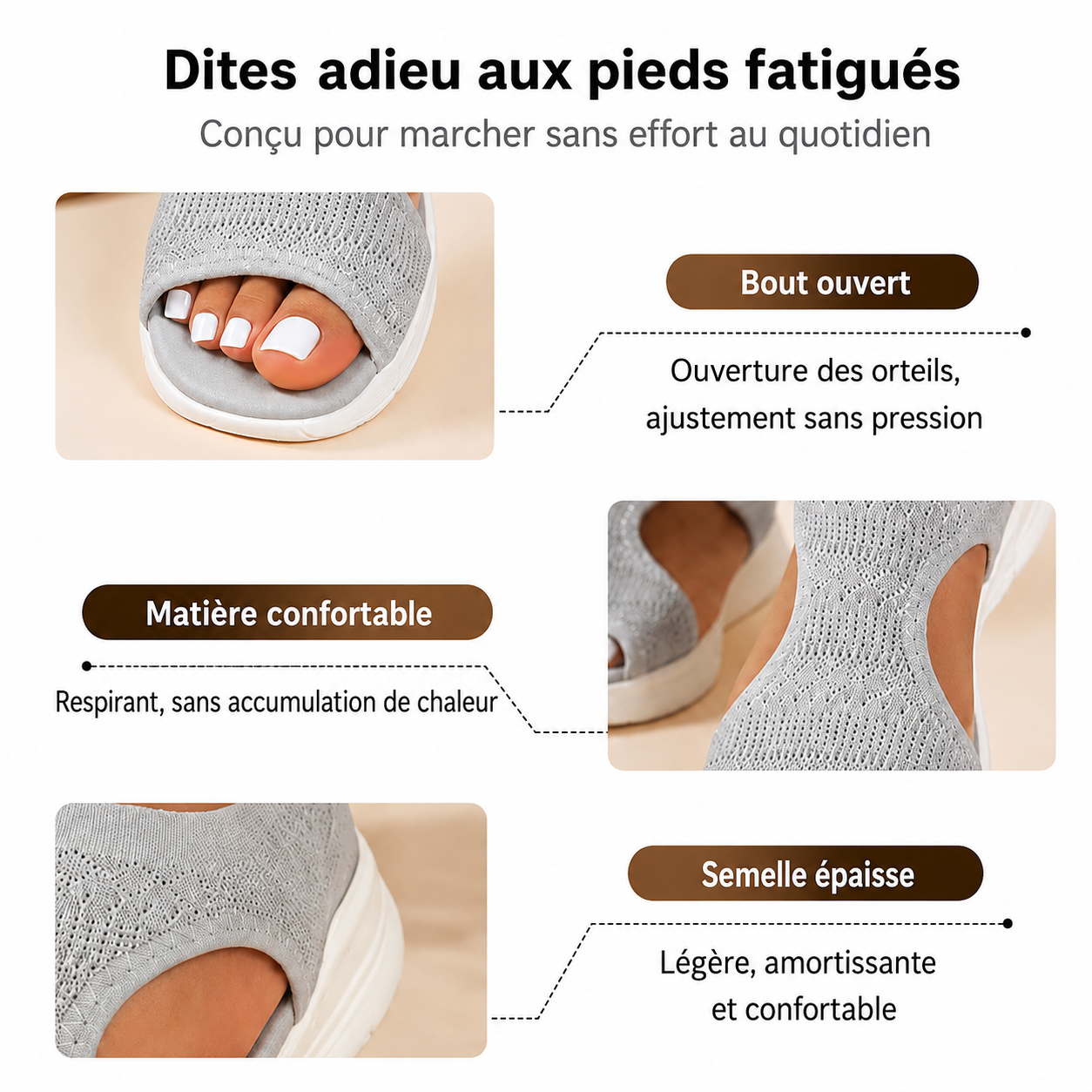 Sandales plates confortables et respirantes