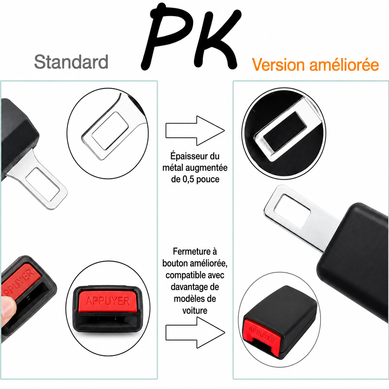 Rallonge de ceinture de sécurité auto