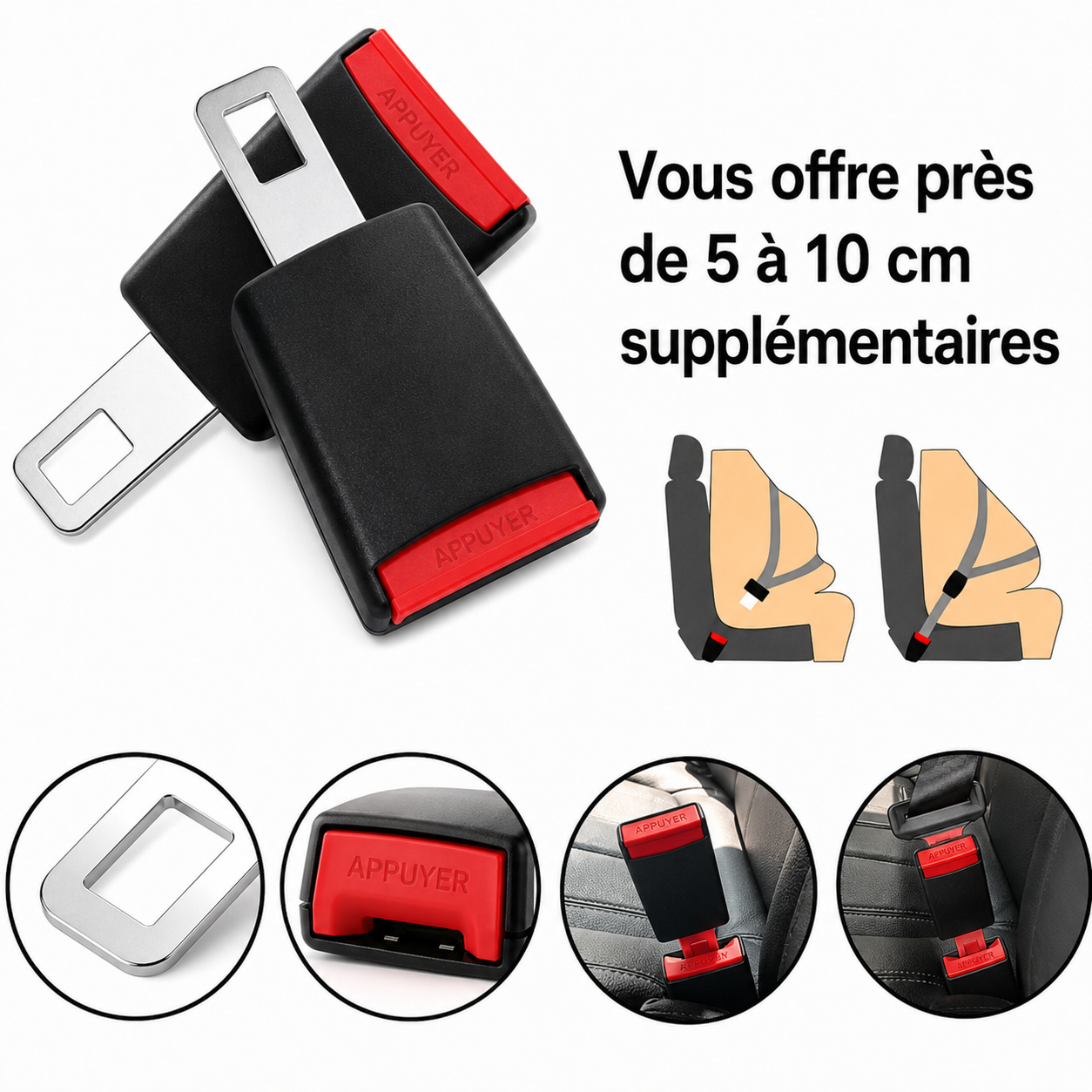Rallonge de ceinture de sécurité auto