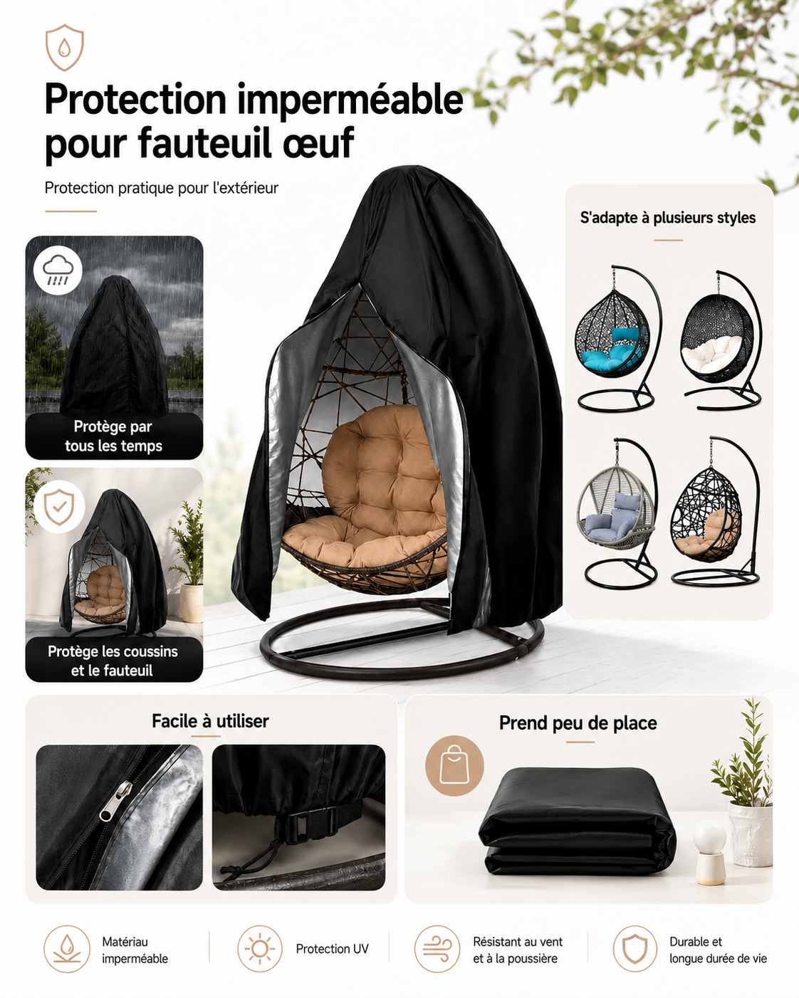 Housse imperméable pour fauteuil œuf